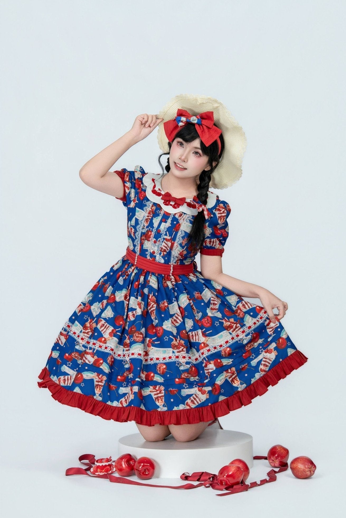 [Limited Edition: May 6 ] Midsummer Cherry Pie Lolita Dress - LolitaEraOPBlueXS[Limited Edition: May 6 ] Midsummer Cherry Pie Lolita Dress