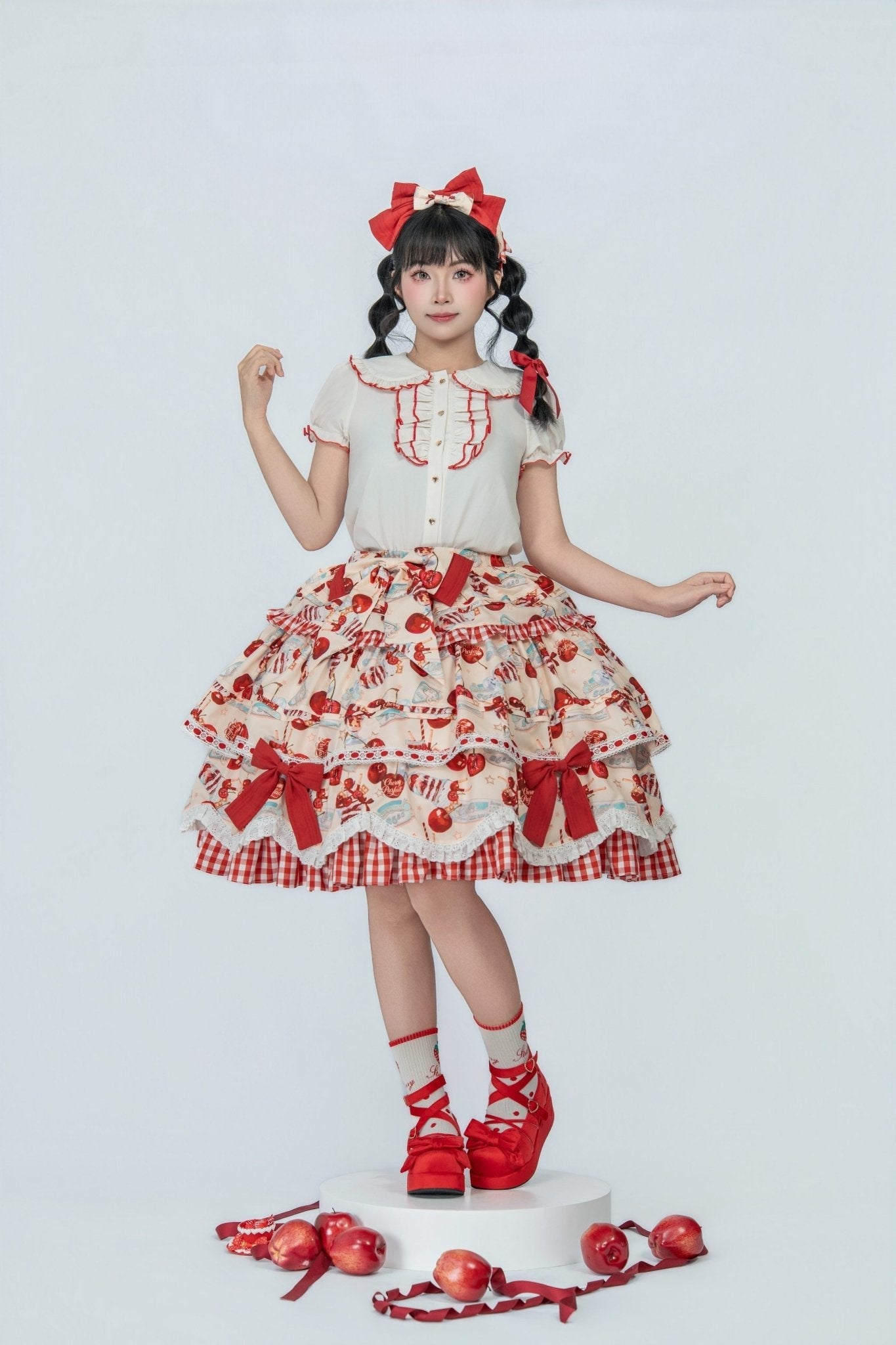 [Limited Edition: May 6 ] Midsummer Cherry Pie Lolita Dress - LolitaEraSKBeigeSize 1[Limited Edition: May 6 ] Midsummer Cherry Pie Lolita Dress
