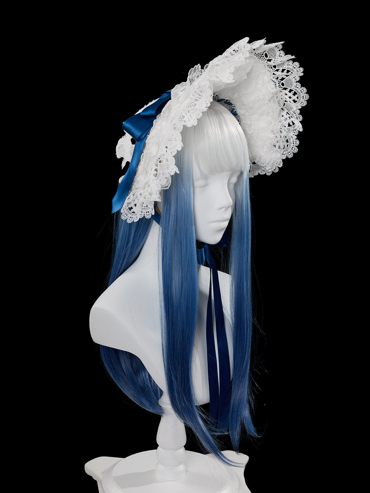 Ling Long Ci Blue Porcelain Gothic Lolita Accessories BNT Brooch Headveil Curtain - LolitaEra