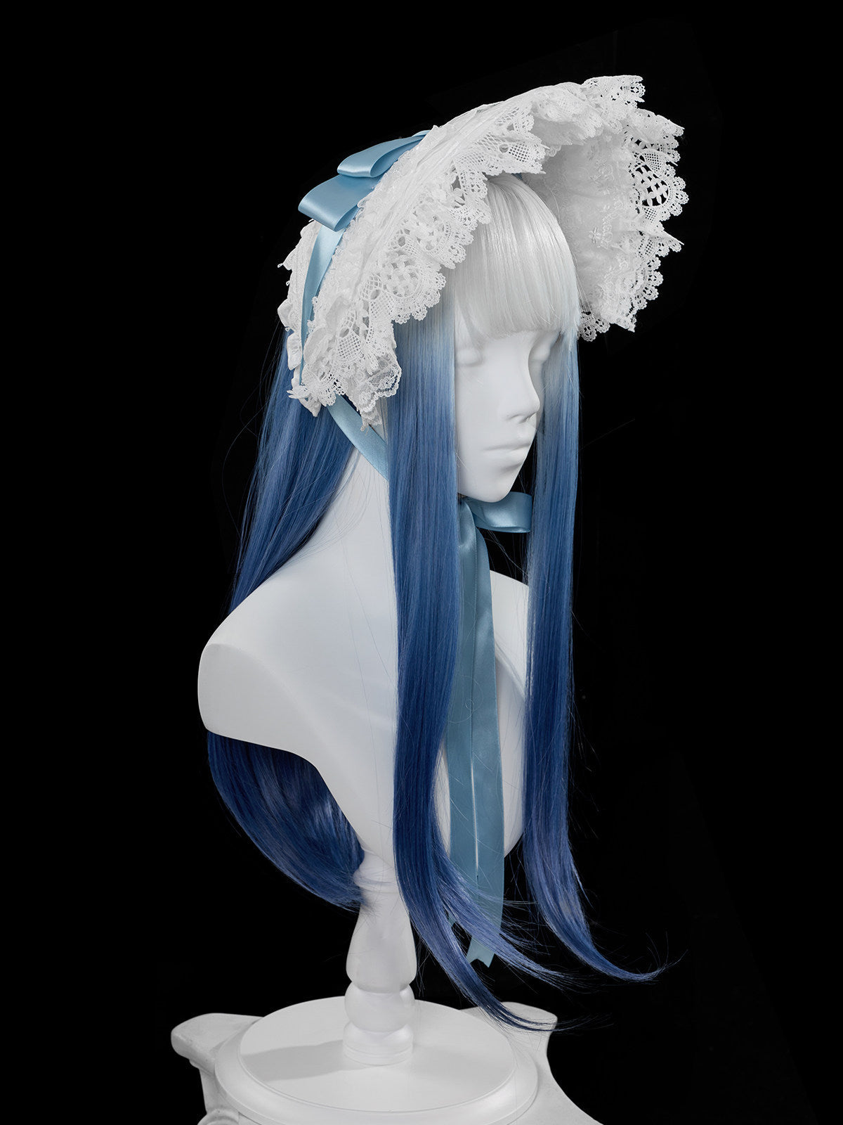 Ling Long Ci Blue Porcelain Gothic Lolita Accessories BNT Brooch Headveil Curtain - LolitaEra