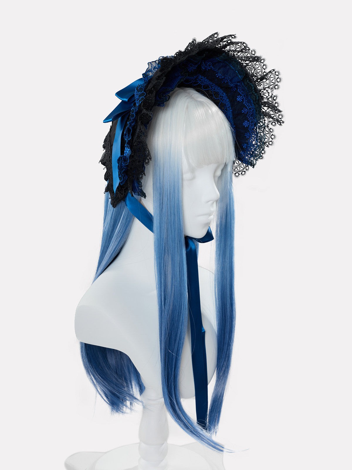 Ling Long Ci Blue Porcelain Gothic Lolita Accessories BNT Brooch Headveil Curtain - LolitaEra