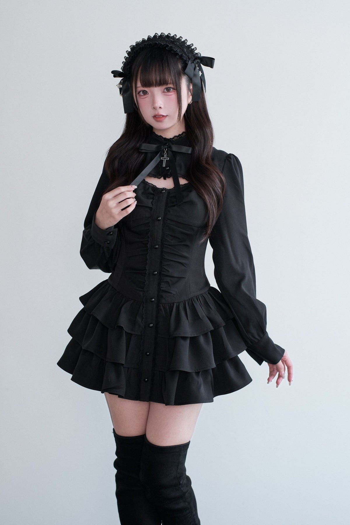 Little Goth Original Japanese Style Subculture Mass Produced Bow Dress - LolitaEra