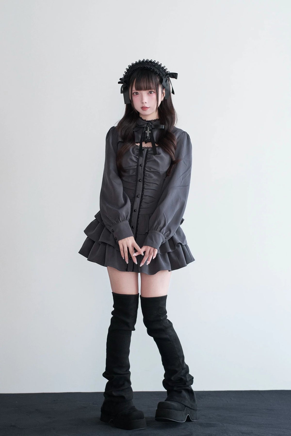 Little Goth Original Japanese Style Subculture Mass Produced Bow Dress - LolitaEra