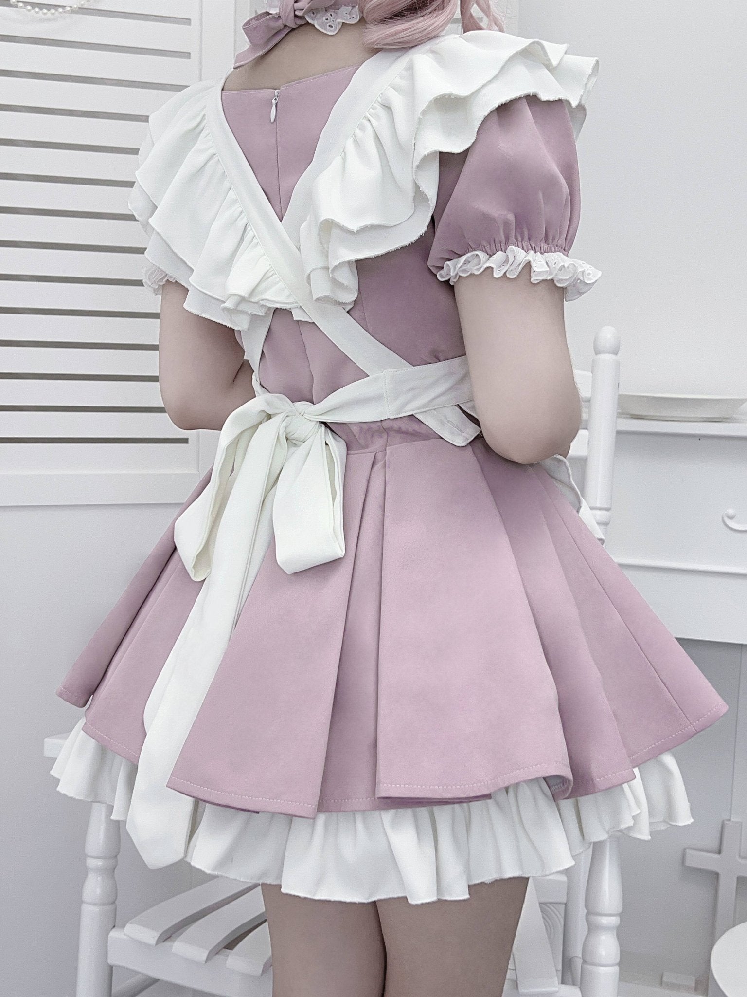 Little Maid Cute Maid Style Anime Aesthetic Dress - LolitaEraGrey Dress + ApronSLittle Maid Cute Maid Style Anime Aesthetic Dress