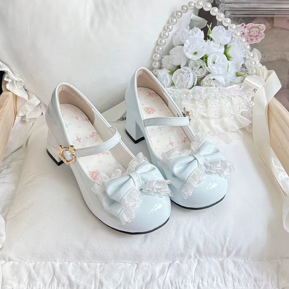 [Little Gummy] Original Mid-heel Round-toe Lo Shoes Women's Japanese Sweet Lolita Shoes Lolita Mary Jane Single Shoes