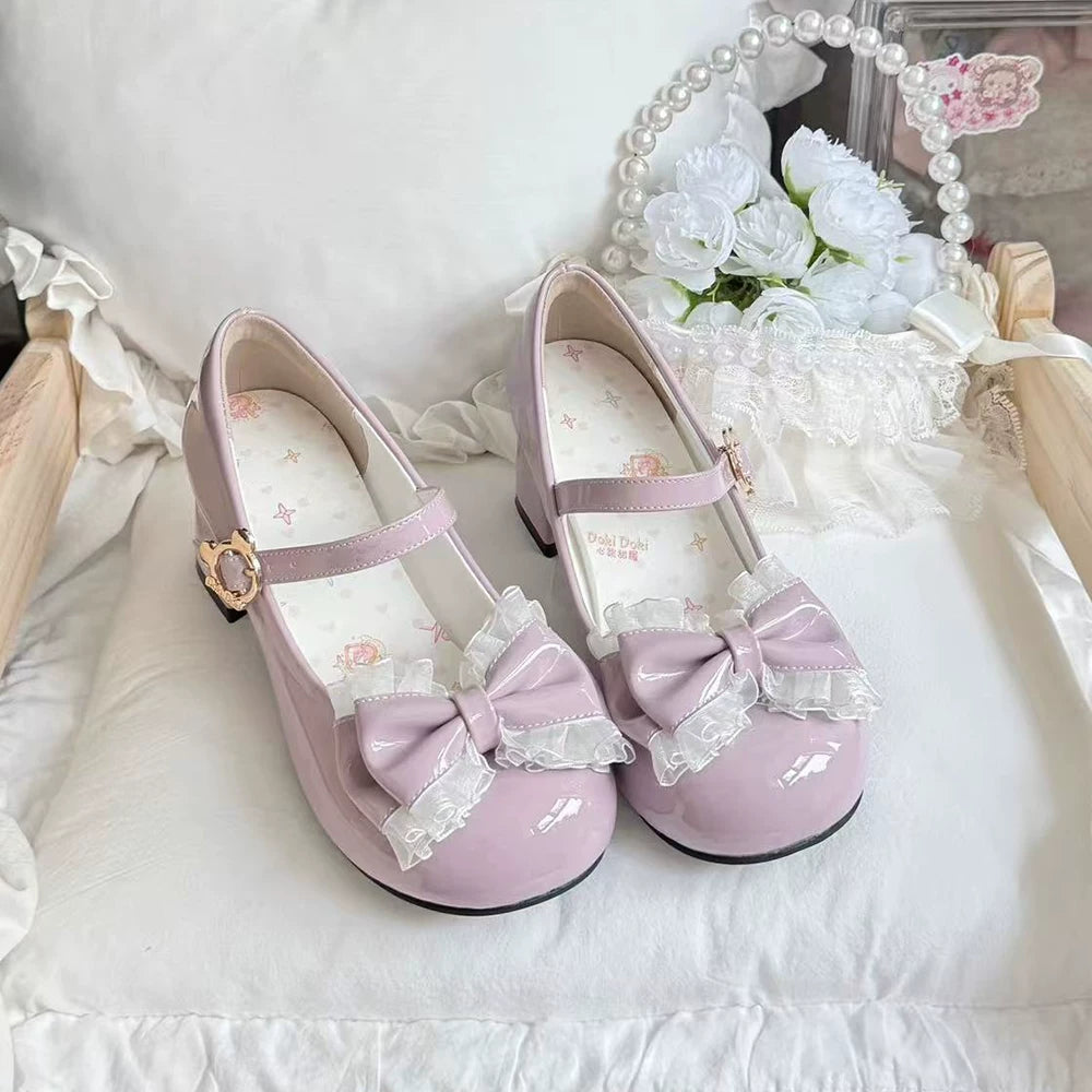 [Little Gummy] Original Mid-heel Round-toe Lo Shoes Women's Japanese Sweet Lolita Shoes Lolita Mary Jane Single Shoes
