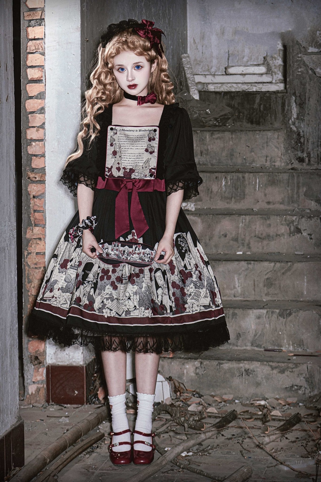 Lolita Asylum Alice OP Dress 1212 - LolitaEraShort SleevesSLolita Asylum Alice OP Dress 1212