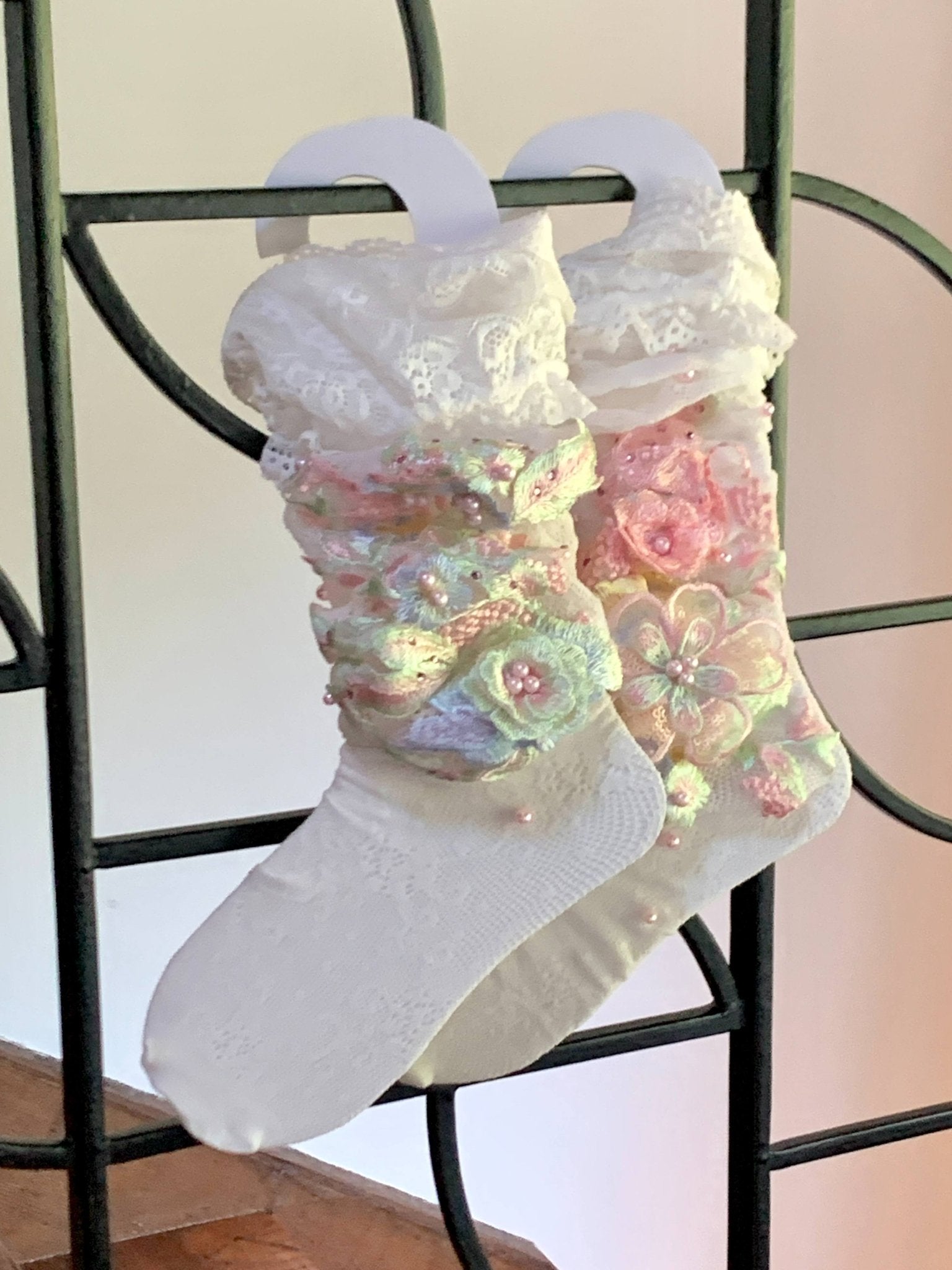 Lolita Ballet Flower Lace Over - Knee Socks - LolitaEraWhiteLolita Ballet Flower Lace Over - Knee Socks