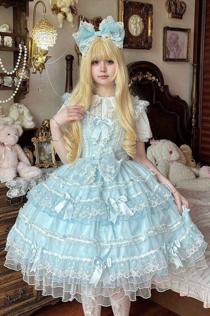 Lolita Ballet Sweet Light Blue JSK Dress - LolitaEraBlue SetSLolita Ballet Sweet Light Blue JSK Dress