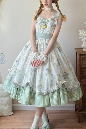 Lolita Blueberry Print Long JSK Dress - LolitaEraPurple JSKSLolita Blueberry Print Long JSK Dress