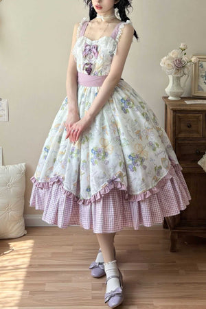 Lolita Blueberry Print Long JSK Dress - LolitaEraGreen JSKSLolita Blueberry Print Long JSK Dress