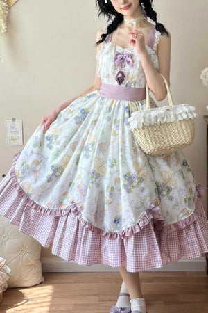 Lolita Blueberry Print Long JSK Dress - LolitaEraPurple JSKSLolita Blueberry Print Long JSK Dress