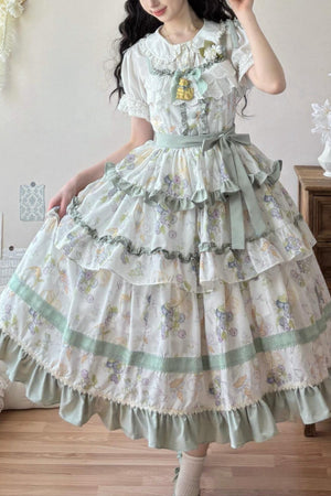 Lolita Blueberry Print Voluminous JSK - LolitaEraGreen JSKSLolita Blueberry Print Voluminous JSK