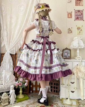 Lolita Blueberry Print Voluminous JSK - LolitaEraPurple JSKSLolita Blueberry Print Voluminous JSK