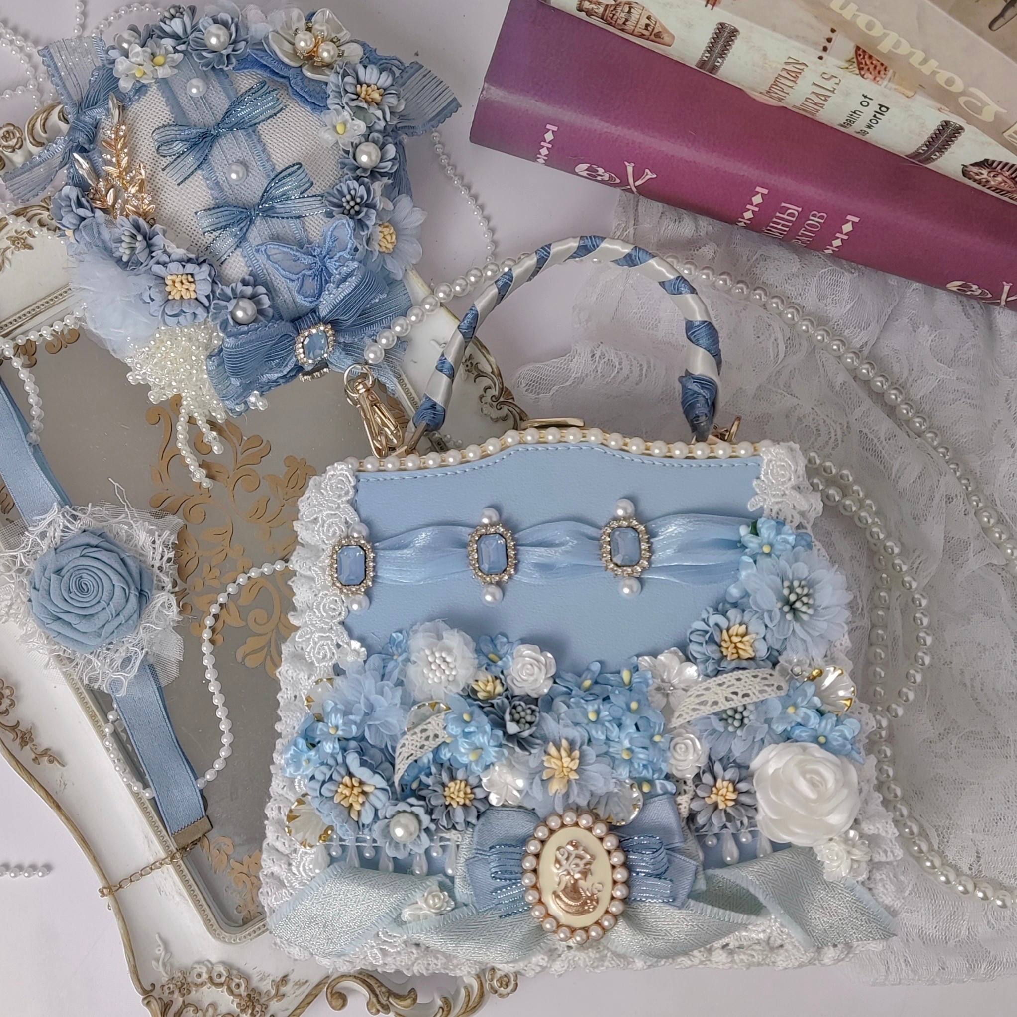 Lolita Bridal Blue Handmade Handbag LE5201 - LolitaEraBlueLolita Bridal Blue Handmade Handbag LE5201