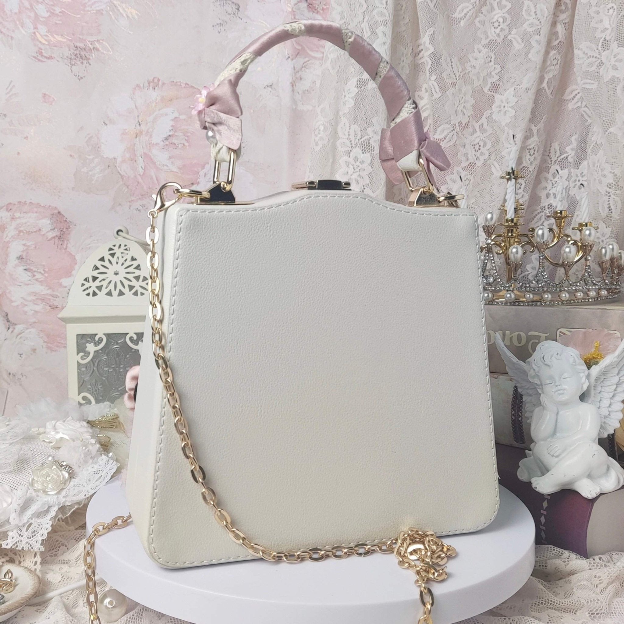 Lolita Bridal Pink Vintage Handmade Handbag - LolitaEraPinkLolita Bridal Pink Vintage Handmade Handbag