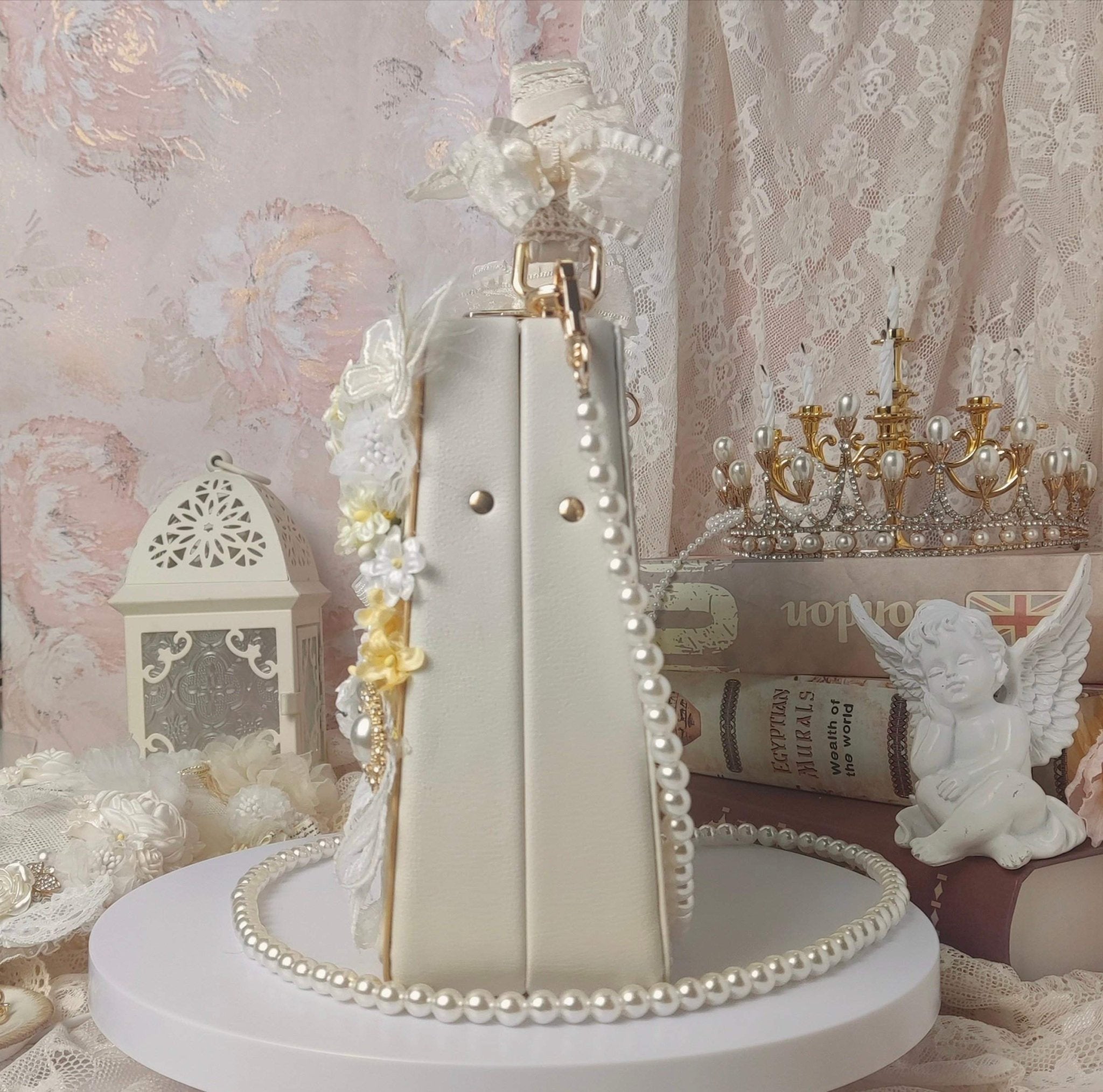 Lolita Bridal White Vintage Handmade Handbag LE5203 - LolitaEraWhiteLolita Bridal White Vintage Handmade Handbag LE5203