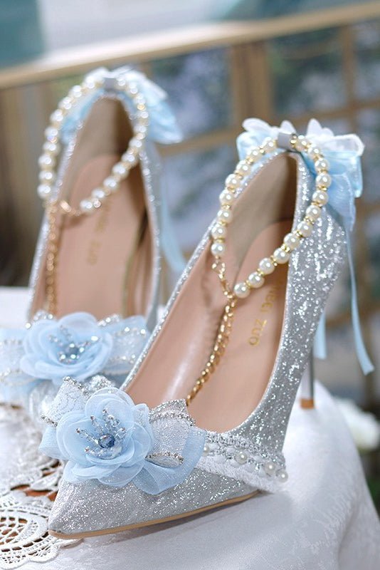 Lolita Classic Elegant Blue High Heels - LolitaEraLight blue 8cm35Lolita Classic Elegant Blue High Heels