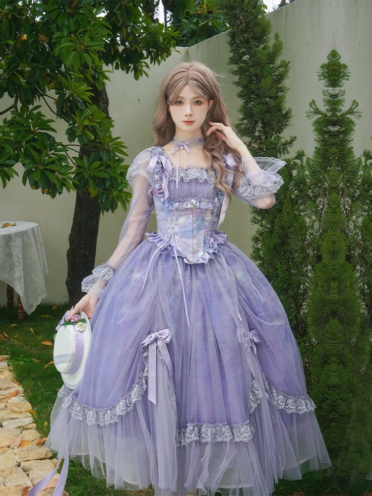 Lolita Classic Purple Violet Boned OP Dress - LolitaEraSix - Piece SetSLolita Classic Purple Violet Boned OP Dress