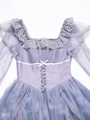 Lolita Classic Purple Violet Boned OP Dress - LolitaEraSix - Piece SetSLolita Classic Purple Violet Boned OP Dress