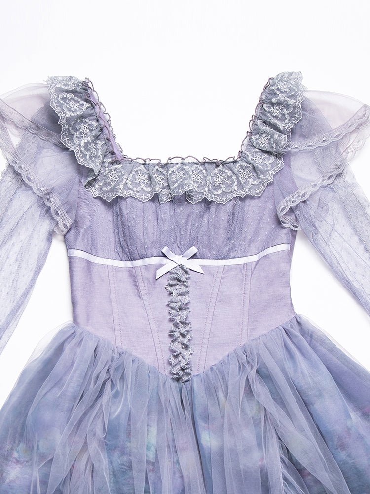 Lolita Classic Purple Violet Boned OP Dress - LolitaEraSix - Piece SetSLolita Classic Purple Violet Boned OP Dress
