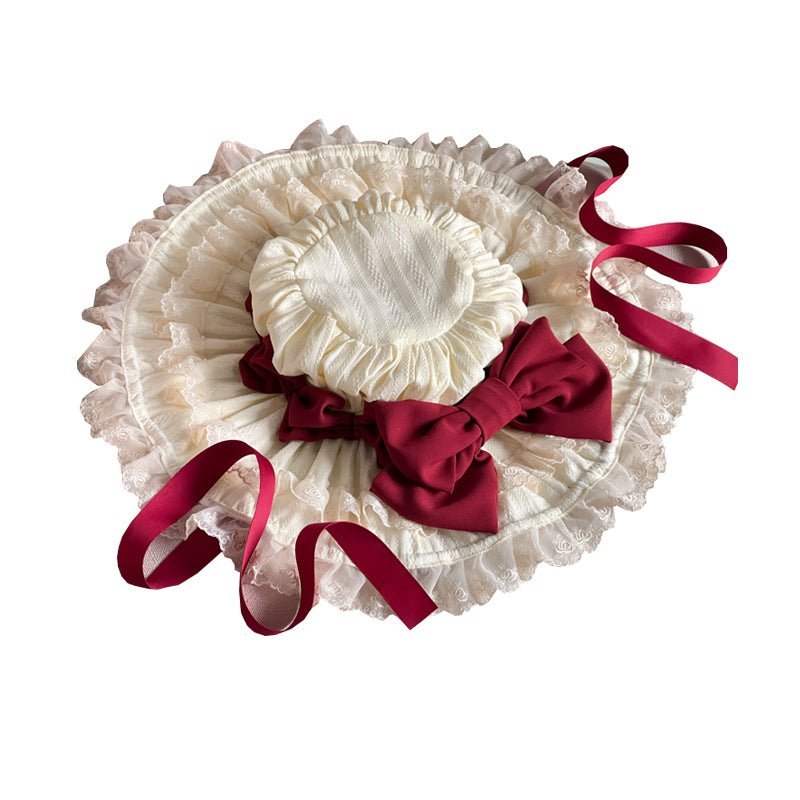 Lolita Classic Vintage Doll Lace Parasol Hat - LolitaEra