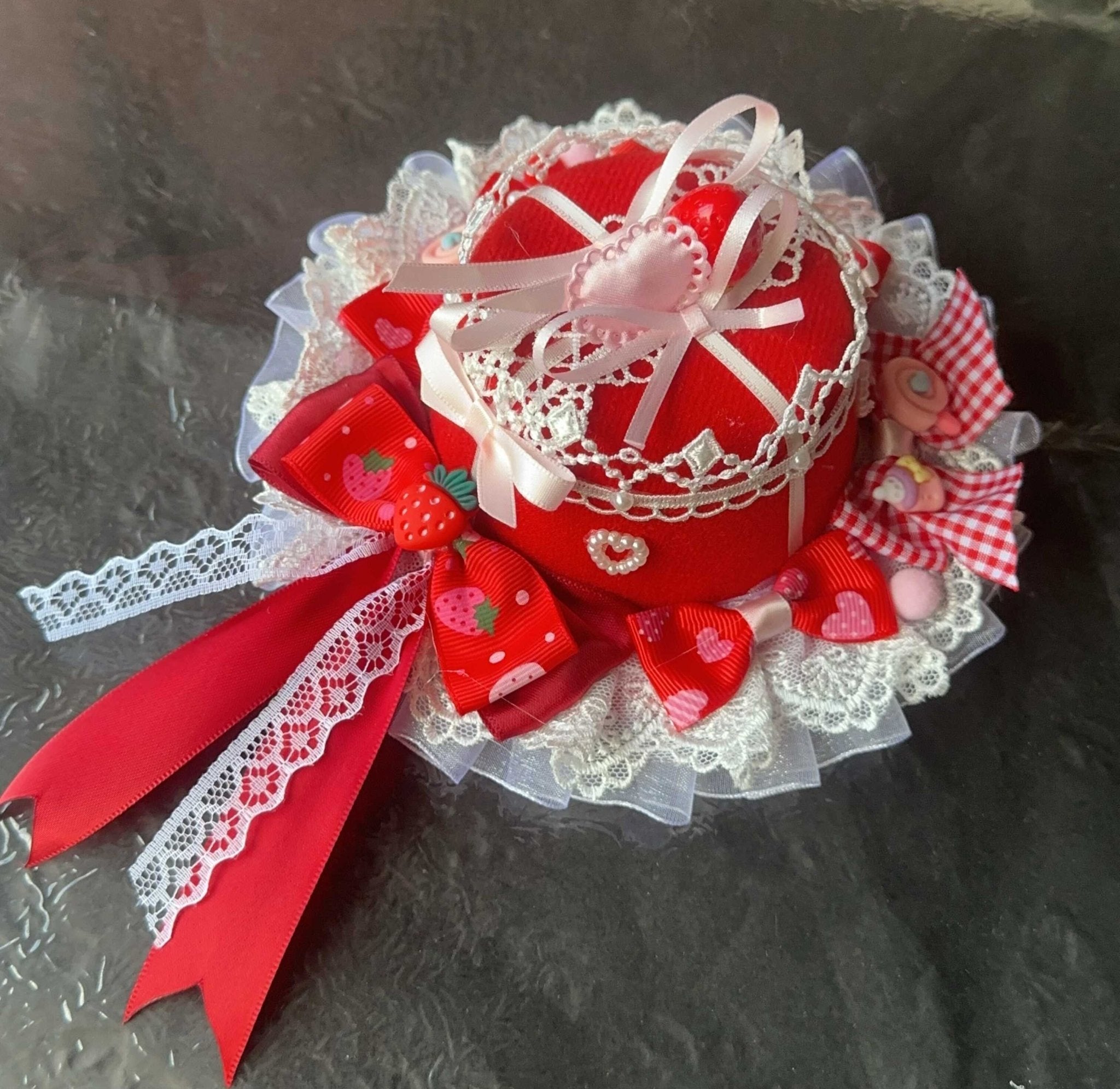 Lolita Dolly Heart Strawberry Headdress - LolitaEraHair ClipLolita Dolly Heart Strawberry Headdress