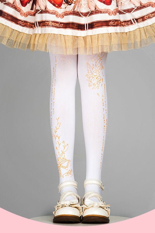 Lolita Elegant Gold Rose Velvet Tights - LolitaEra