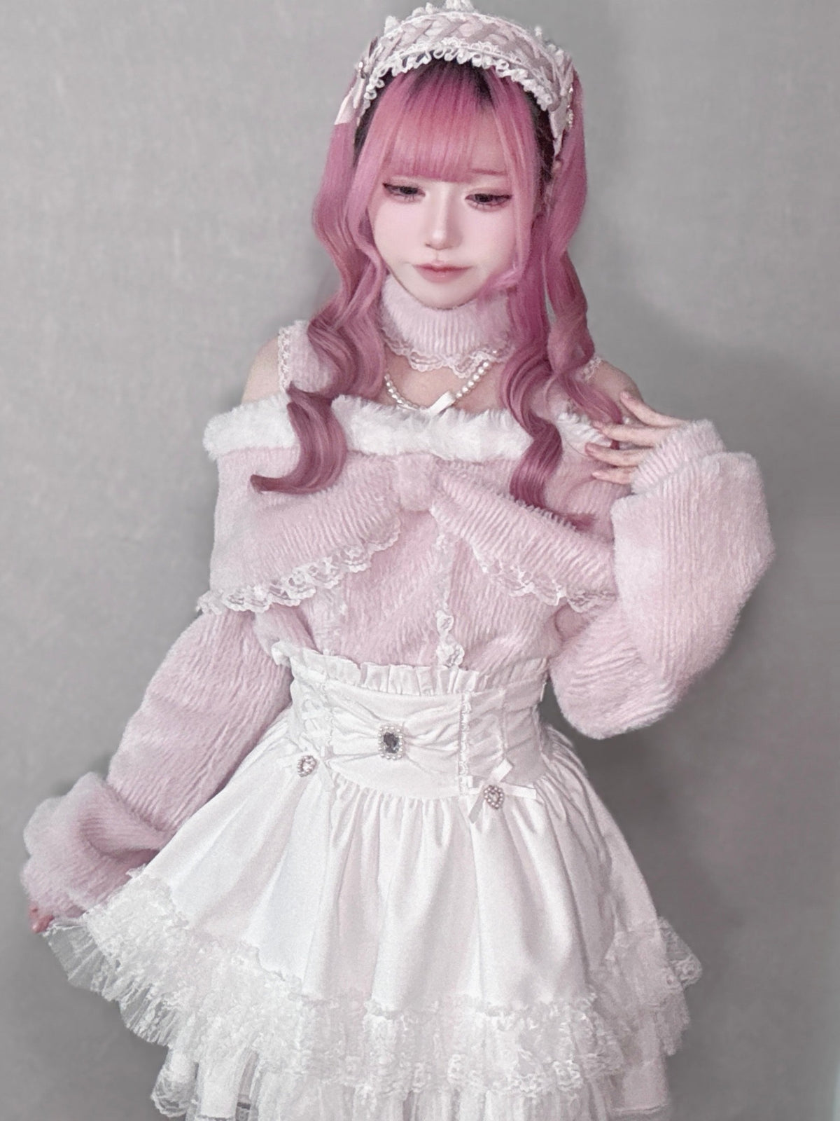 Lolita Fleece Lined Long Sleeve Warm Crop Top - LolitaEra