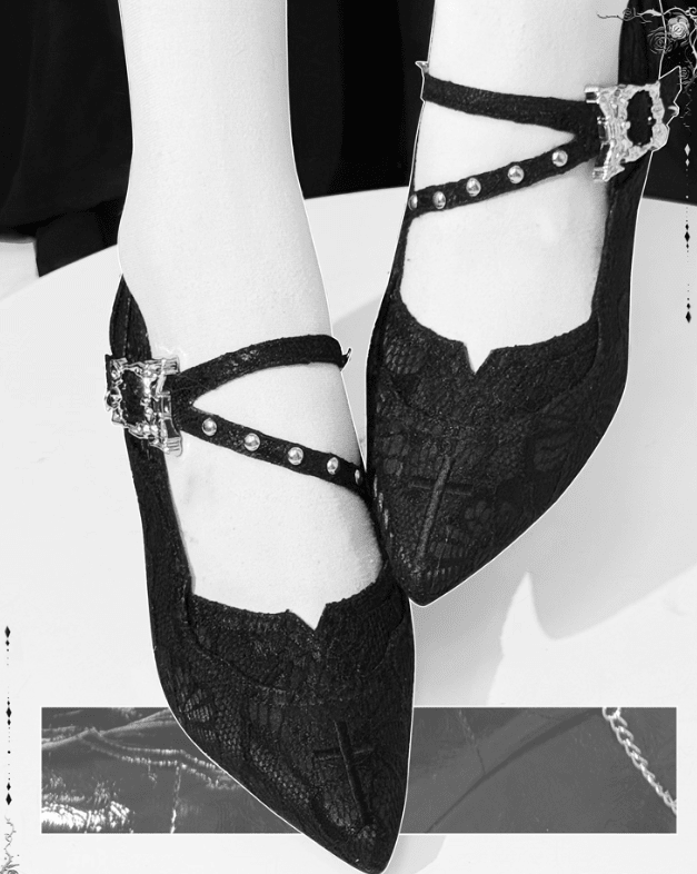 Lolita Gothic Cross Heels LE5030 - LolitaEraLace black35Lolita Gothic Cross Heels LE5030