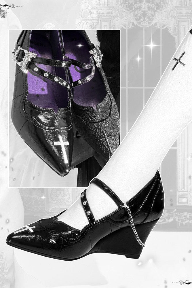 Lolita Gothic Cross Heels LE5030 - LolitaEraGreen35Lolita Gothic Cross Heels LE5030