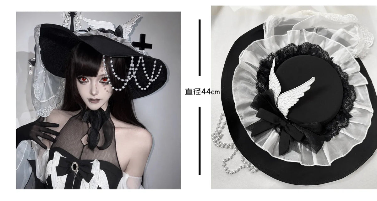 [Deposit] White Crow Monologue Drama Original Design Lolita Gothic Elegant Black and White Dress