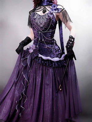 Lolita Gothic Elegant Velvet Fishtail Formal Dress - LolitaEraFull SetSLolita Gothic Elegant Velvet Fishtail Formal Dress