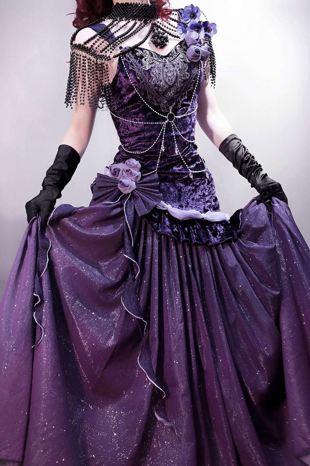 Lolita Gothic Elegant Velvet Fishtail Formal Dress - LolitaEraFull SetSLolita Gothic Elegant Velvet Fishtail Formal Dress