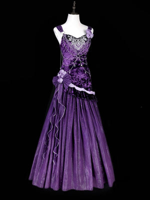 Lolita Gothic Elegant Velvet Fishtail Formal Dress - LolitaEraFull SetSLolita Gothic Elegant Velvet Fishtail Formal Dress