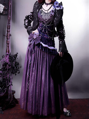 Lolita Gothic Elegant Velvet Fishtail Formal Dress - LolitaEraFull SetSLolita Gothic Elegant Velvet Fishtail Formal Dress