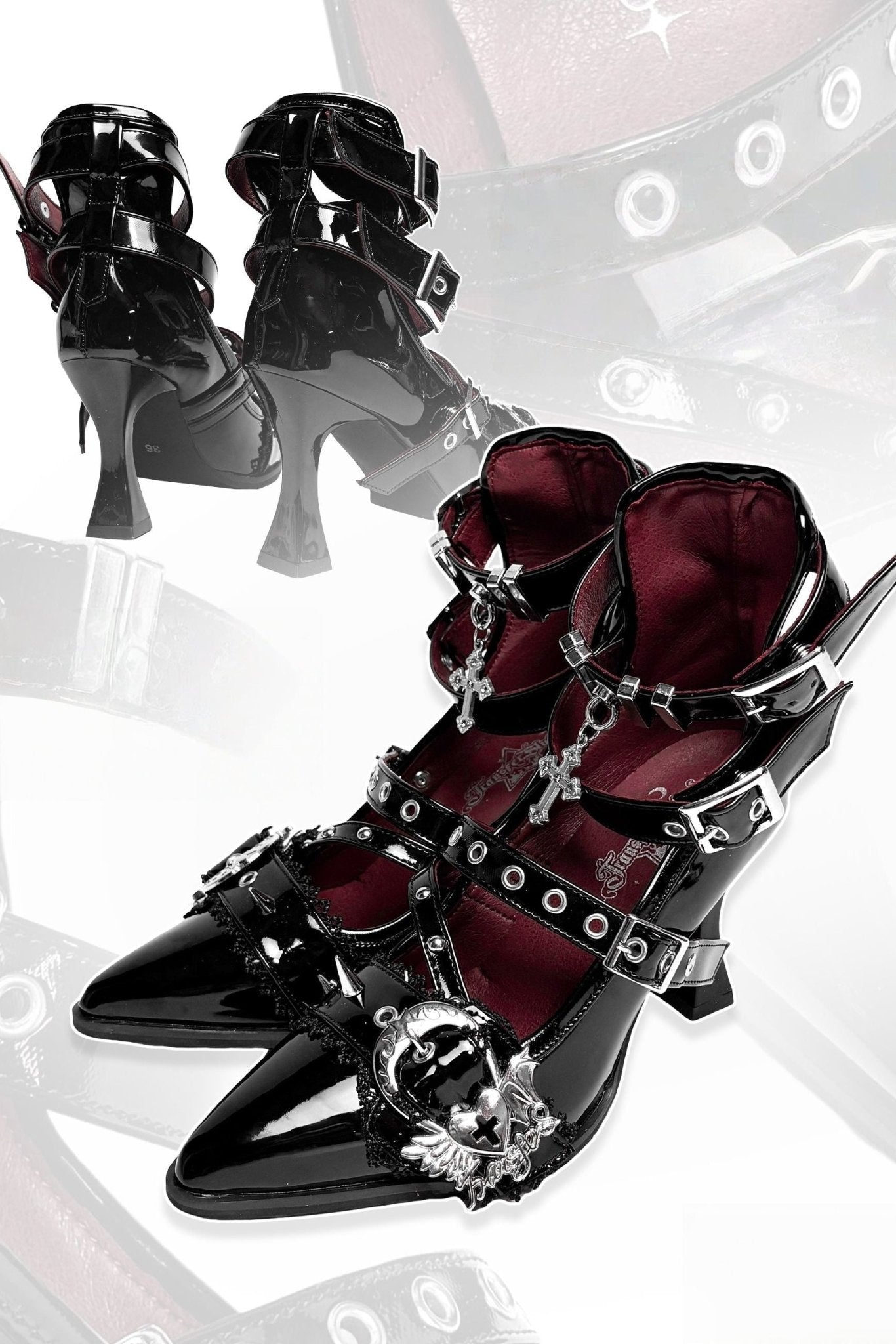 Lolita Gothic strappy Mid heels - LolitaEraBlack36Lolita Gothic strappy Mid heels