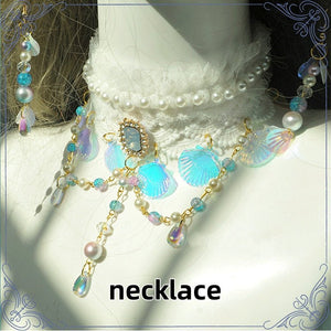 Lolita Handmade Mermaid Princess Shell Tiara Set LE4160 - LolitaEraShell tiaraLolita Handmade Mermaid Princess Shell Tiara Set LE4160