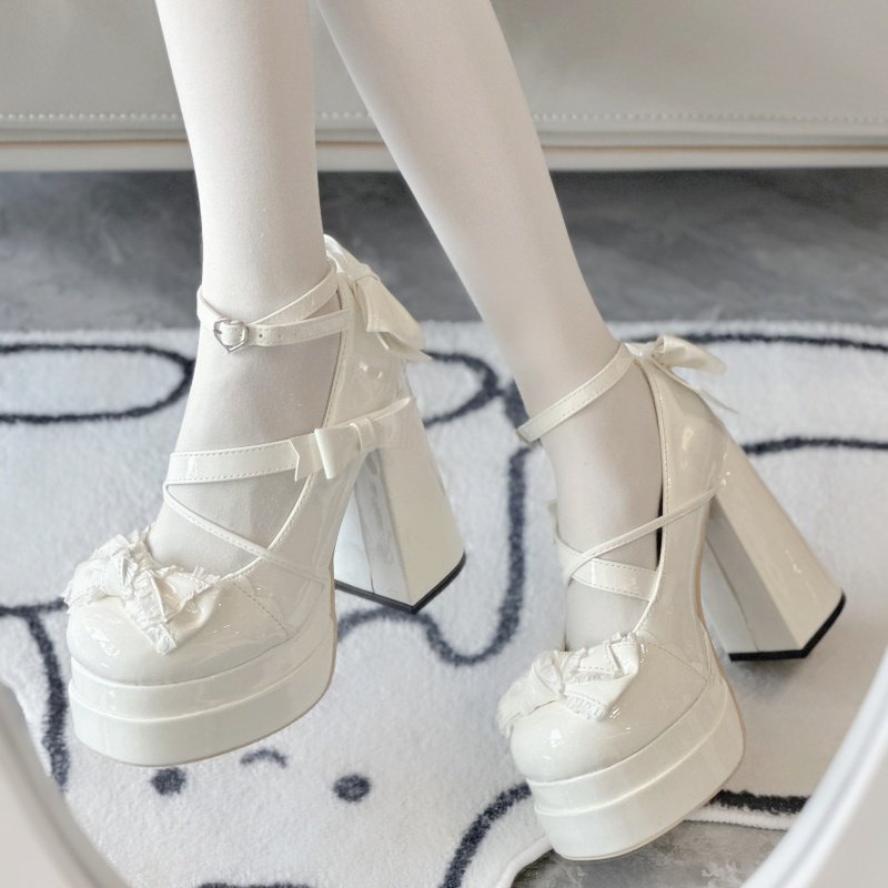 Lolita Kawaii Bow Sweet Heels 1306 - LolitaEraWhite34Lolita Kawaii Bow Sweet Heels 1306