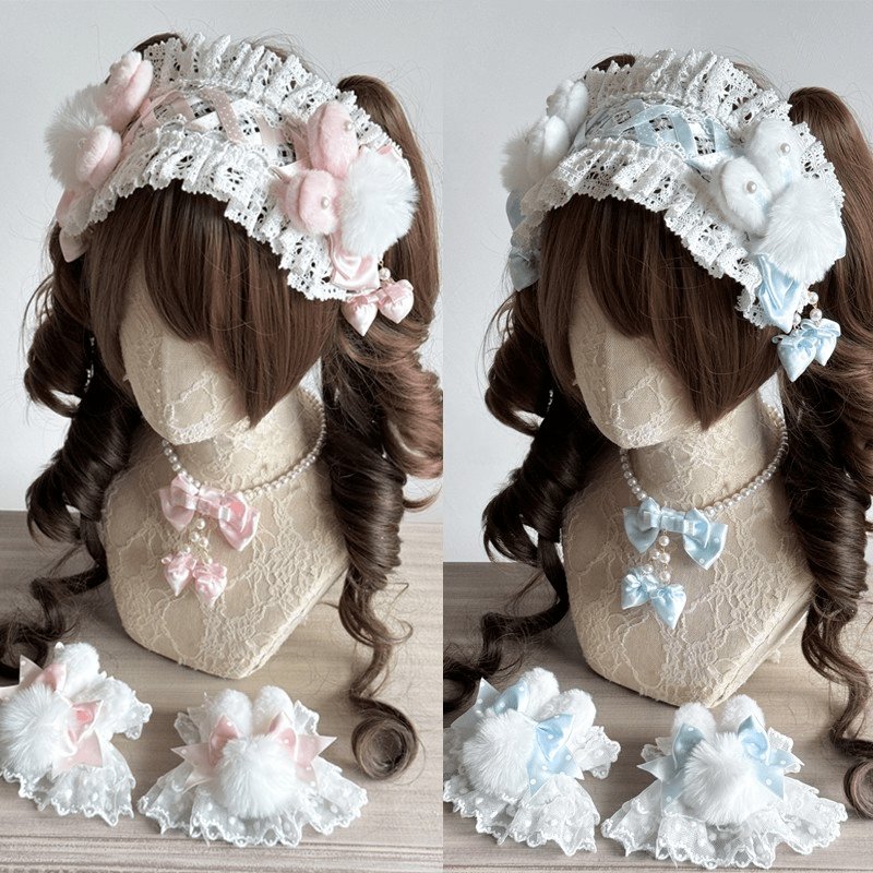 Lolita Kawaii Fluffy Bunny Headband - LolitaEraBlueLolita Kawaii Fluffy Bunny Headband
