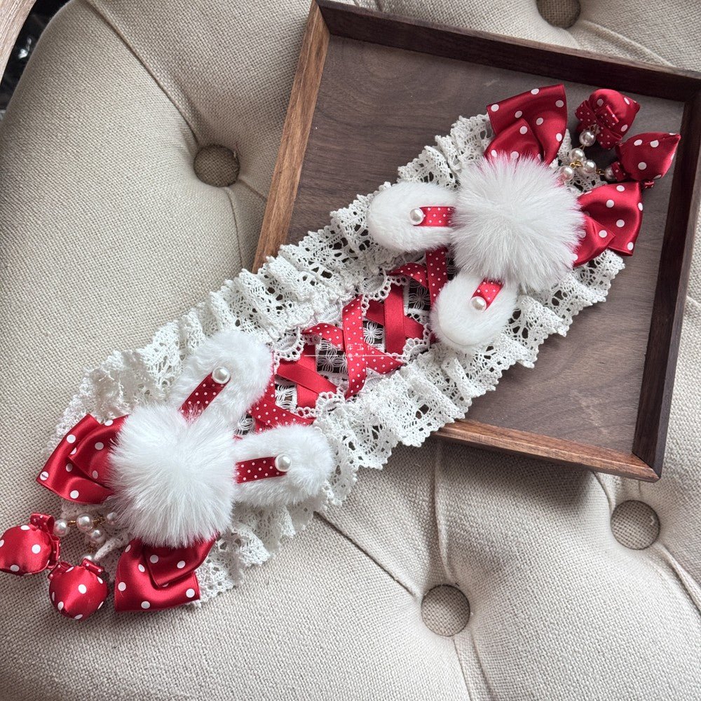 Lolita Kawaii Fluffy Bunny Headband - LolitaEraRedLolita Kawaii Fluffy Bunny Headband