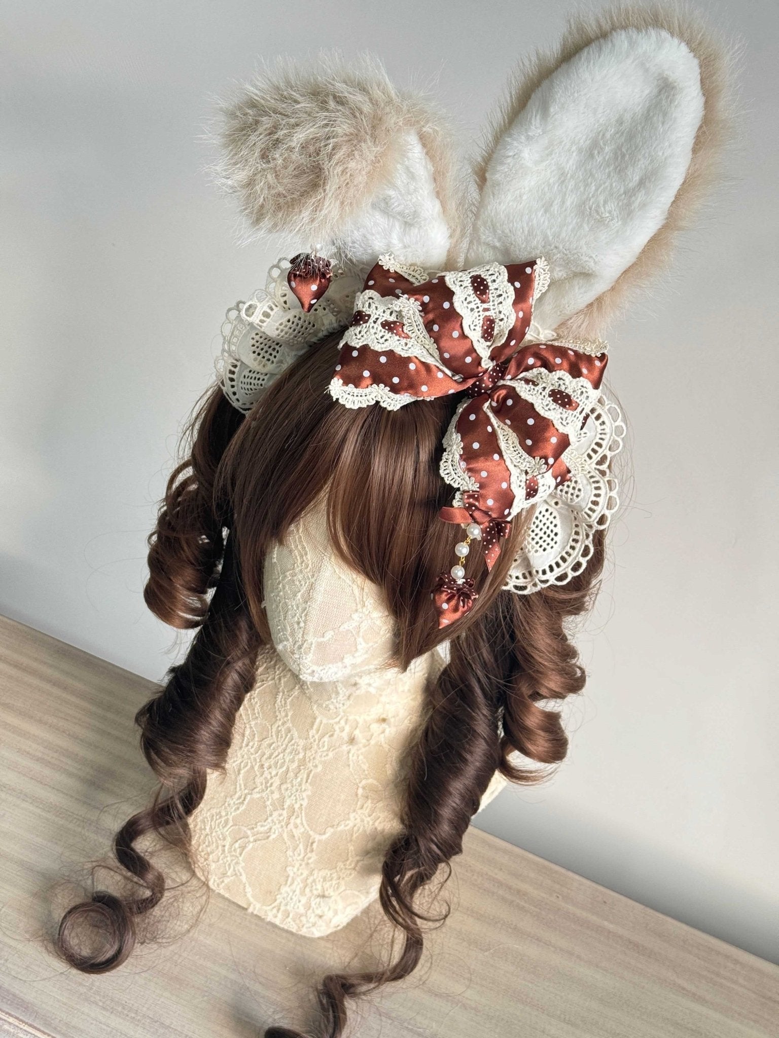 Lolita Kawaii Stuffed Bunny Ear KC Headband - LolitaEraBrownLolita Kawaii Stuffed Bunny Ear KC Headband