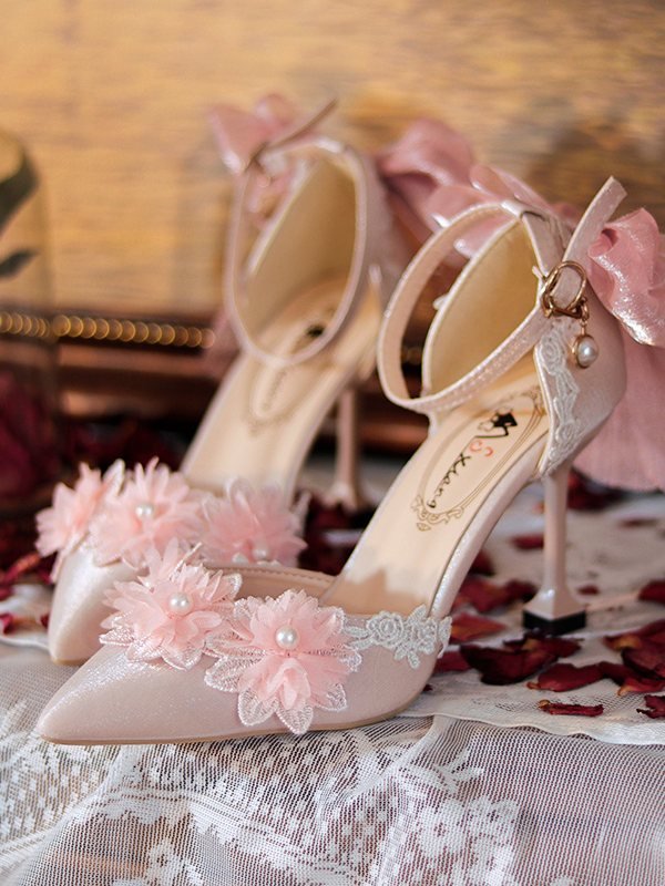 Lolita Pink Crystal High Heels - LolitaEraPink 8cm34Lolita Pink Crystal High Heels