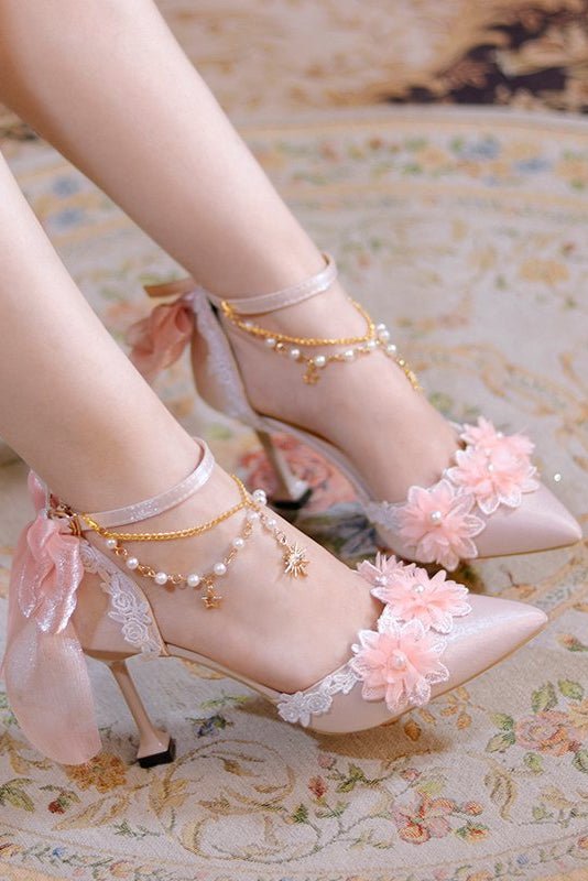 Lolita Pink Crystal High Heels - LolitaEraPink 8cm34Lolita Pink Crystal High Heels