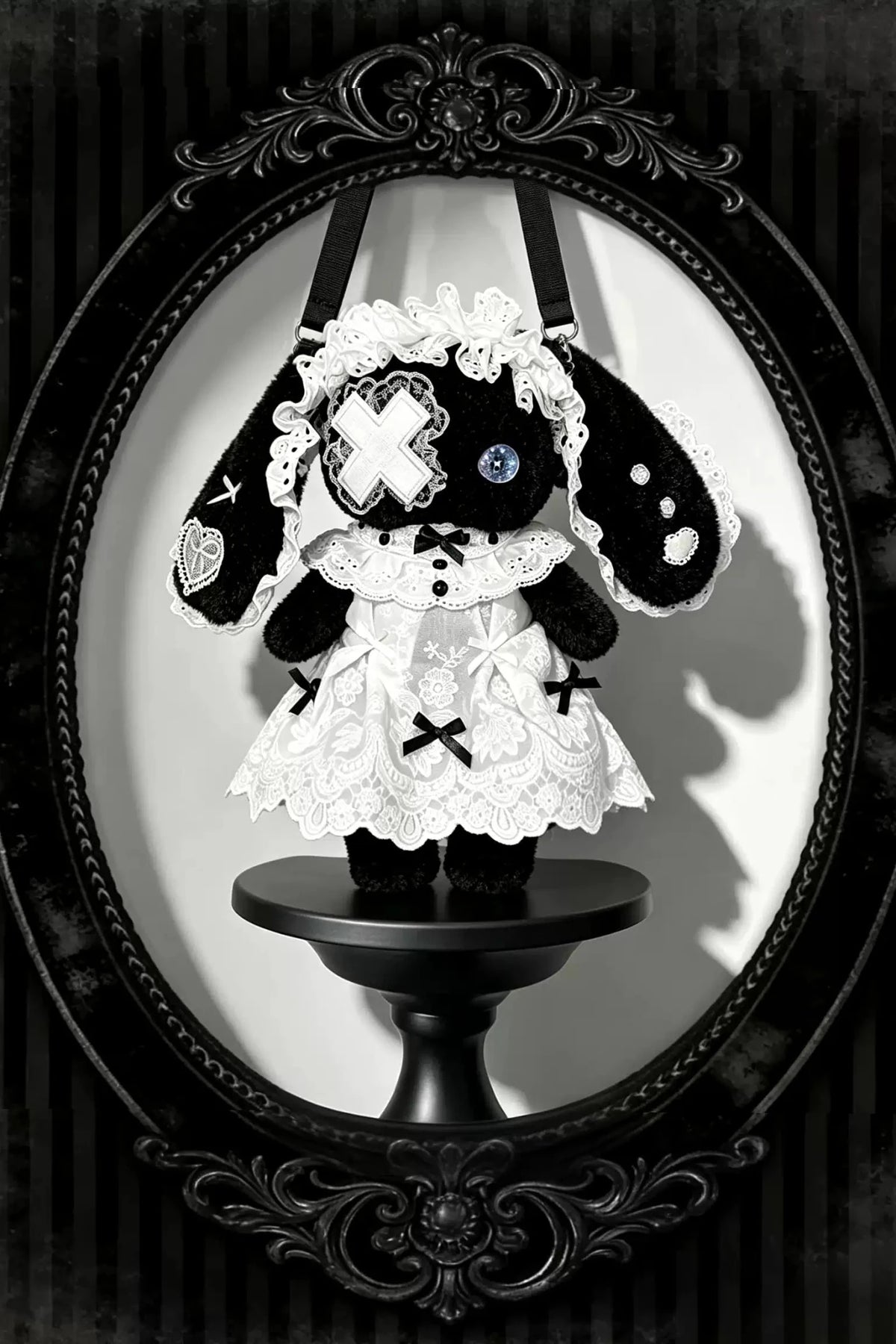 Lolita Plush Bunny Lace Bow Crossbody Bag - LolitaEra