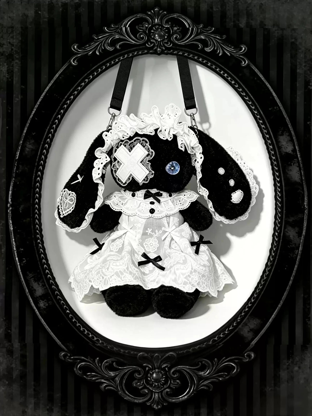 Lolita Plush Bunny Lace Bow Crossbody Bag - LolitaEra