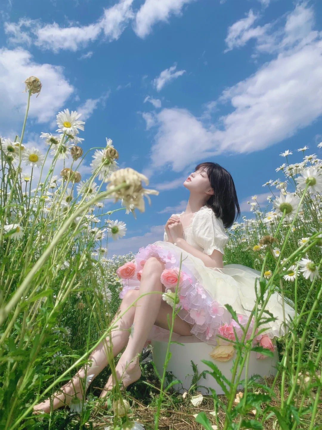 Lolita Princess Floral Petticoat 1243 - LolitaEraRedOne Size (Waist Stretches to 105cm)45cmLolita Princess Floral Petticoat 1243