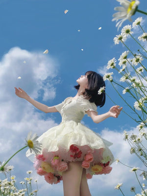 Lolita Princess Floral Petticoat 1243 - LolitaEraRedOne Size (Waist Stretches to 105cm)45cmLolita Princess Floral Petticoat 1243