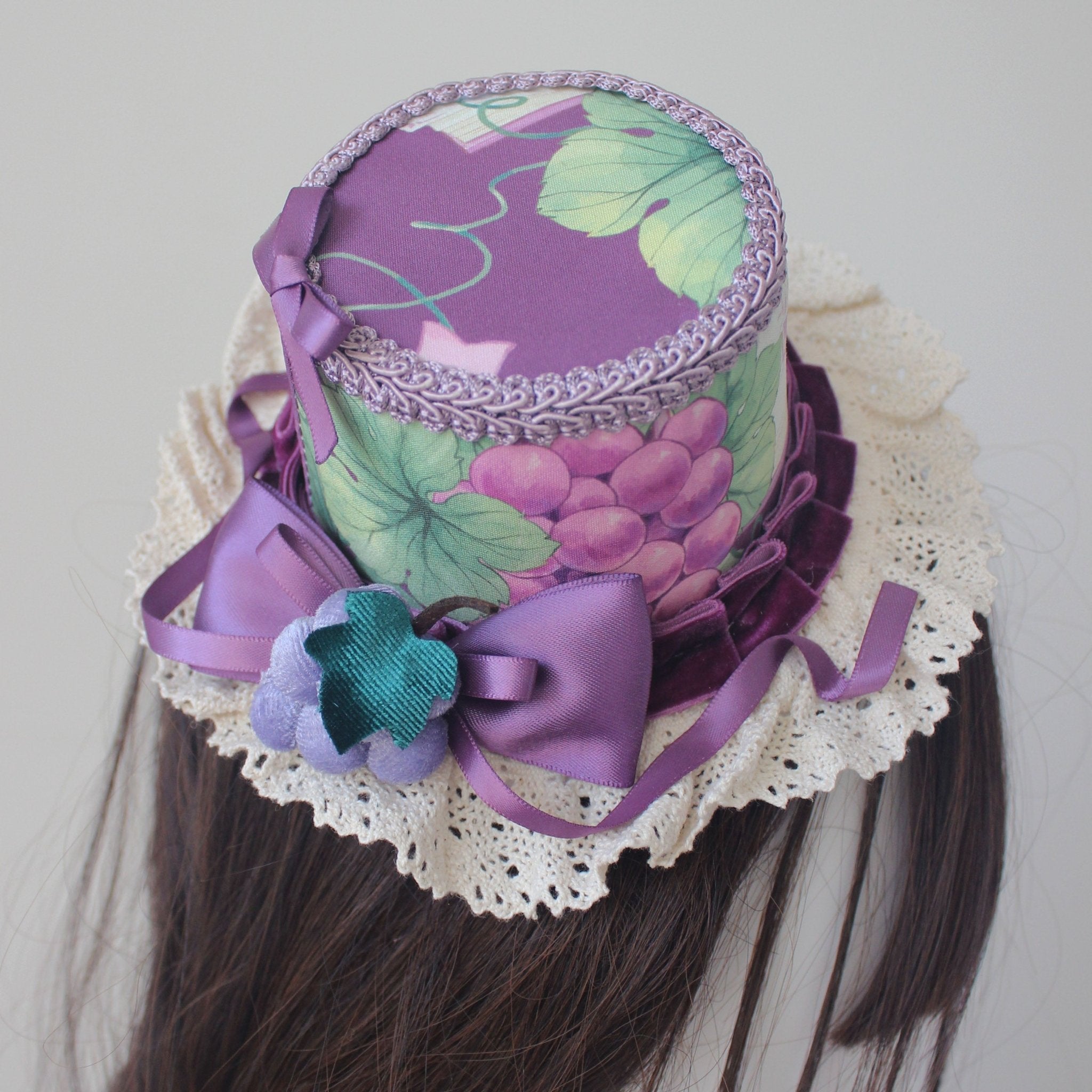 Lolita Purple Grape Theme Mini Hat Hair Clip - LolitaEra7Lolita Purple Grape Theme Mini Hat Hair Clip
