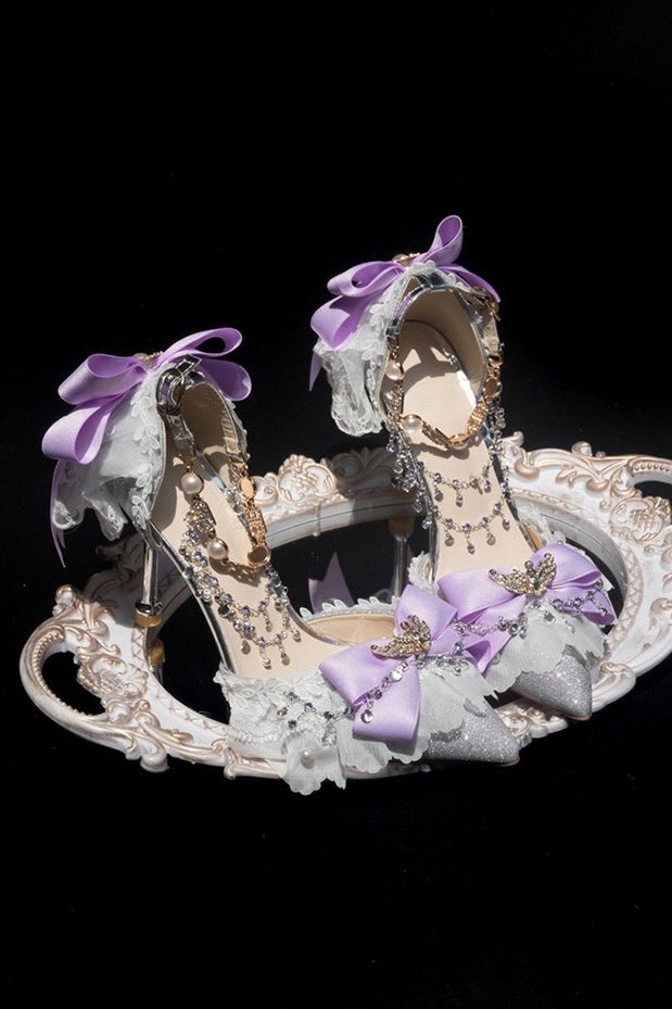 Lolita Purple Thrill Pointed - Toe Handmade Heels - LolitaEraPurple 5CM34Lolita Purple Thrill Pointed - Toe Handmade Heels